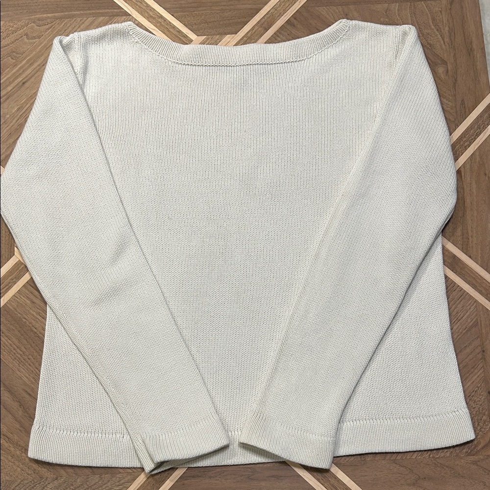 Club Monaco Women’s Cream Boat Neck Sweater | 100% Cotton | Size L